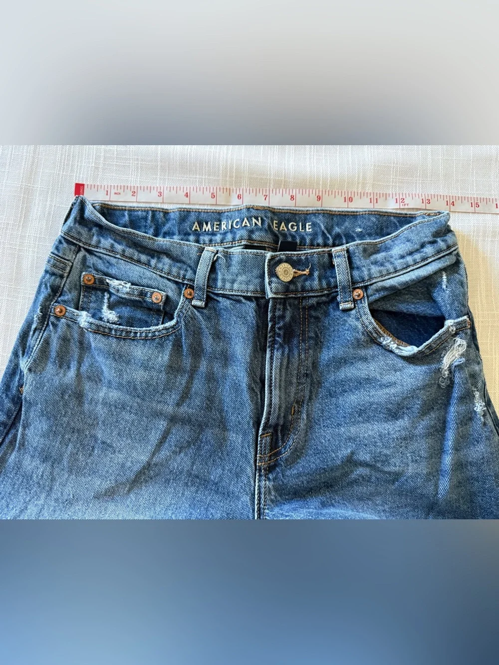 American Eagle Outfitters Blue Denim Jeans with Faded Wash